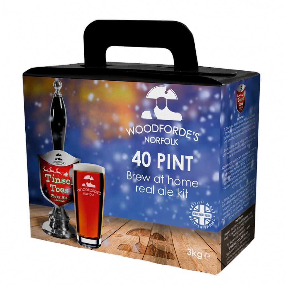 Lag din egen juleøl med Muntons / Woodforde´s Tinsel Toes juleøl 3kg ekstraktsett - perfekt for julebrygging hjemme.