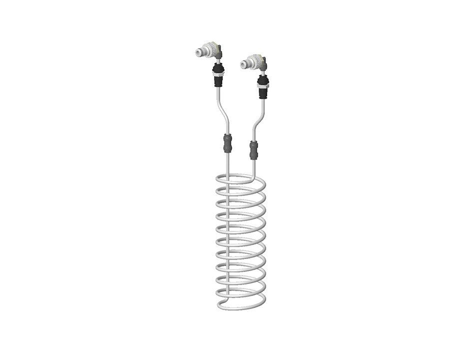 Speidel kjølespiral til gjæringskar er et opprullet rustfritt stålrør fra Speidel med to slangekoblinger og toppkoblinger, designet som en varmeveksler eller kjøler for fermentorer.