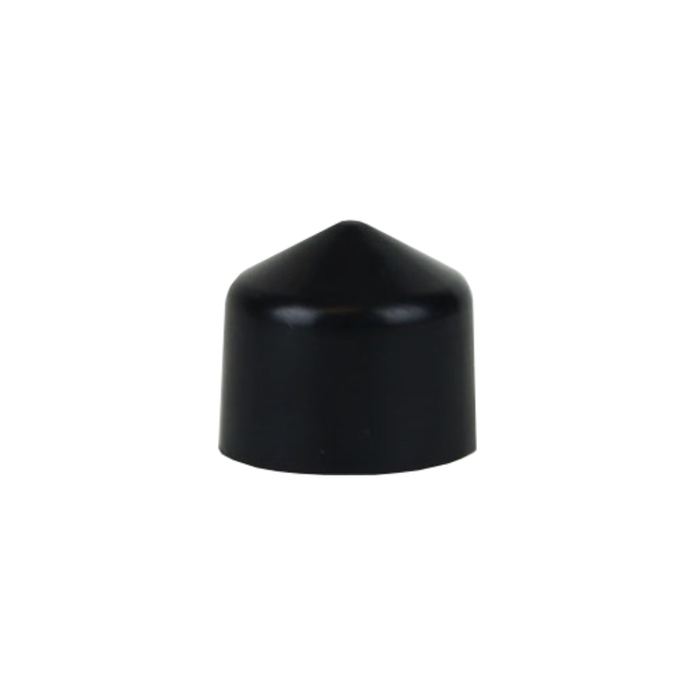 Fermtech Racking Tube Tip 3/8" har en svart, kuppelformet plasthette med en spiss topp og er avbildet mot en vanlig hvit bakgrunn.