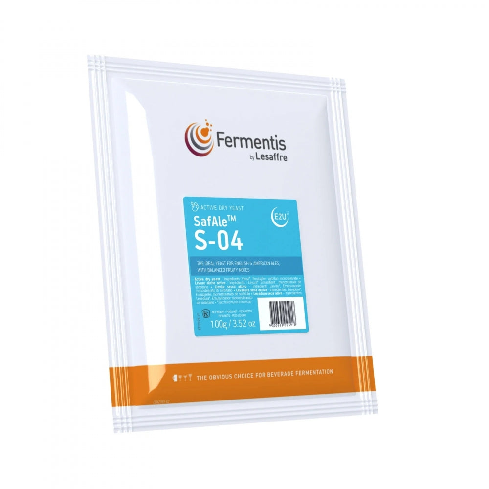 Fermentis 100g SafAle S-04 (Best før oktober 2025) ølgjær med engelsk gjærstamme, ideell for brygging og fermentering av drikke.