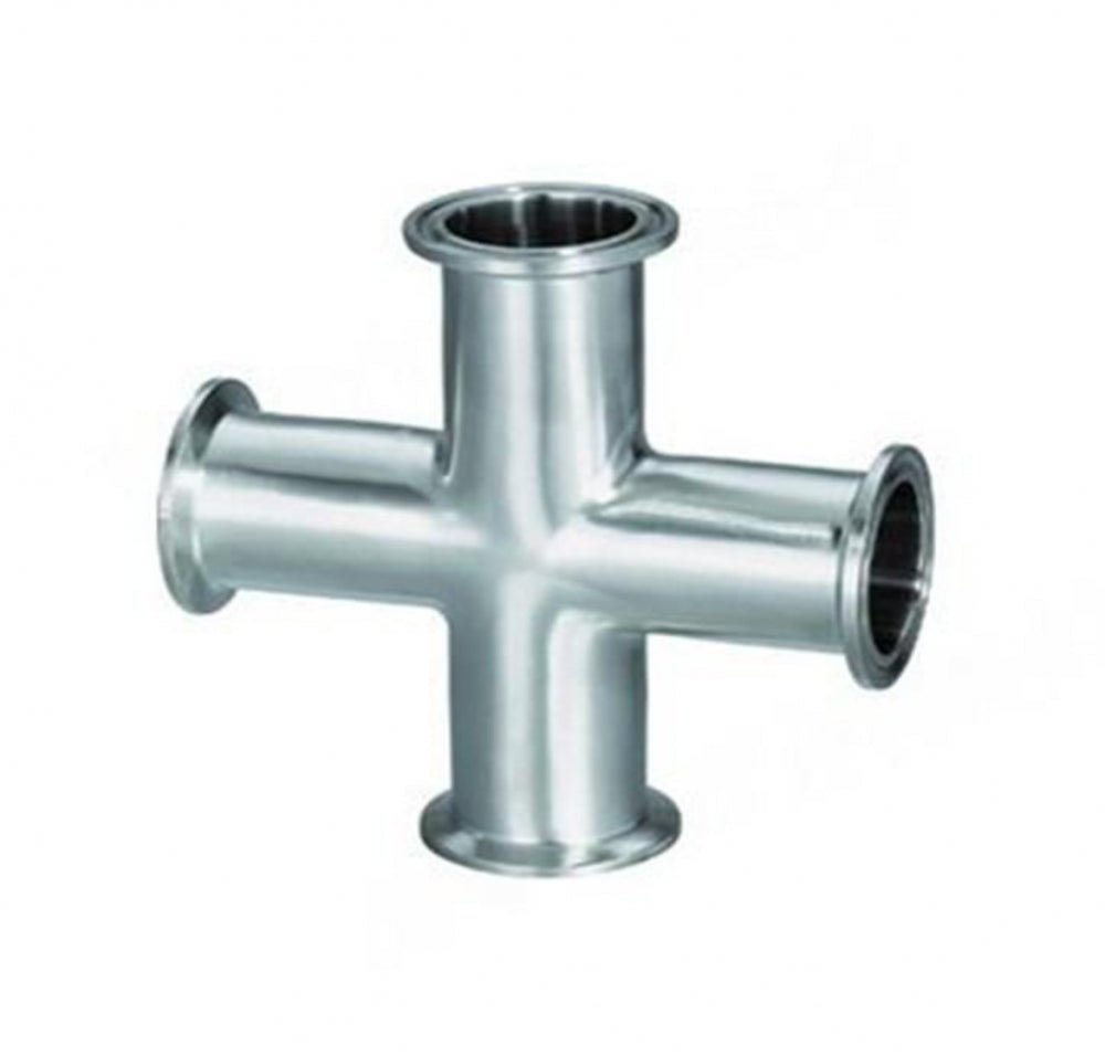 1,5" Tri-Clamp Kryss fra Brewshop er et TC-kryssrør med fire hull, laget av slitesterkt 304 rustfritt stål.