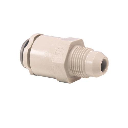 John Guest Straight Adaptor 5/16" x 1/4" MFL er en pneumatisk trykk-til-kobling-kobling i plast med gjenget utvendig ende og hurtigkoblingsport, ideell for luft- eller væskeslangesystemer. Kompatibel med hurtigkoblinger med trykktilkobling.