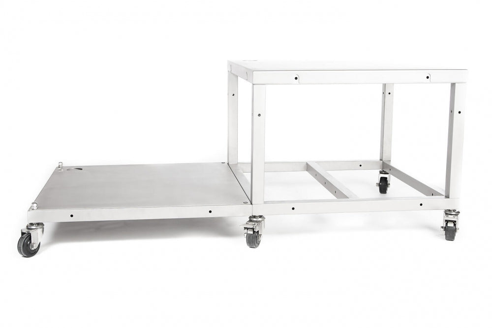 Brewtools Troll, Lav ramme med plate er et hvitt AISI 304 metallbord med hjul, designet for bryggebordsystemet.