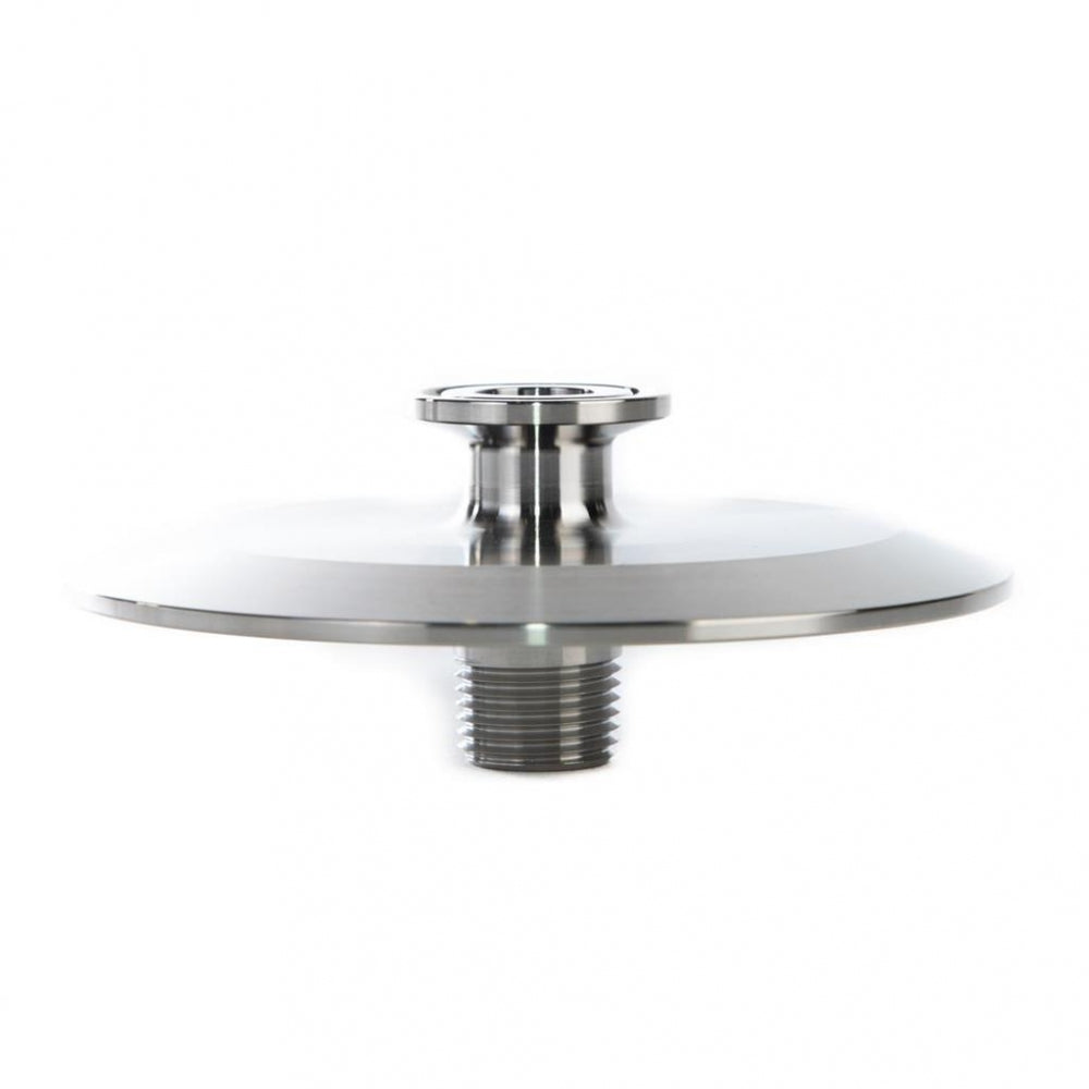 Brewtools 4" Tri-Clamp CIP-adapter er en skiveformet komponent i rustfritt stål med en sentral gjengekobling og en hevet toppdel, fotografert på hvit bakgrunn.