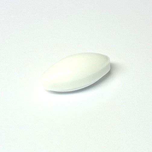 En enkelt magnet oval 40 x 20 mm fra VWR, med PTFE-belagt omrører og Alnico V-magnetkjerne, ligger på en vanlig hvit bakgrunn.