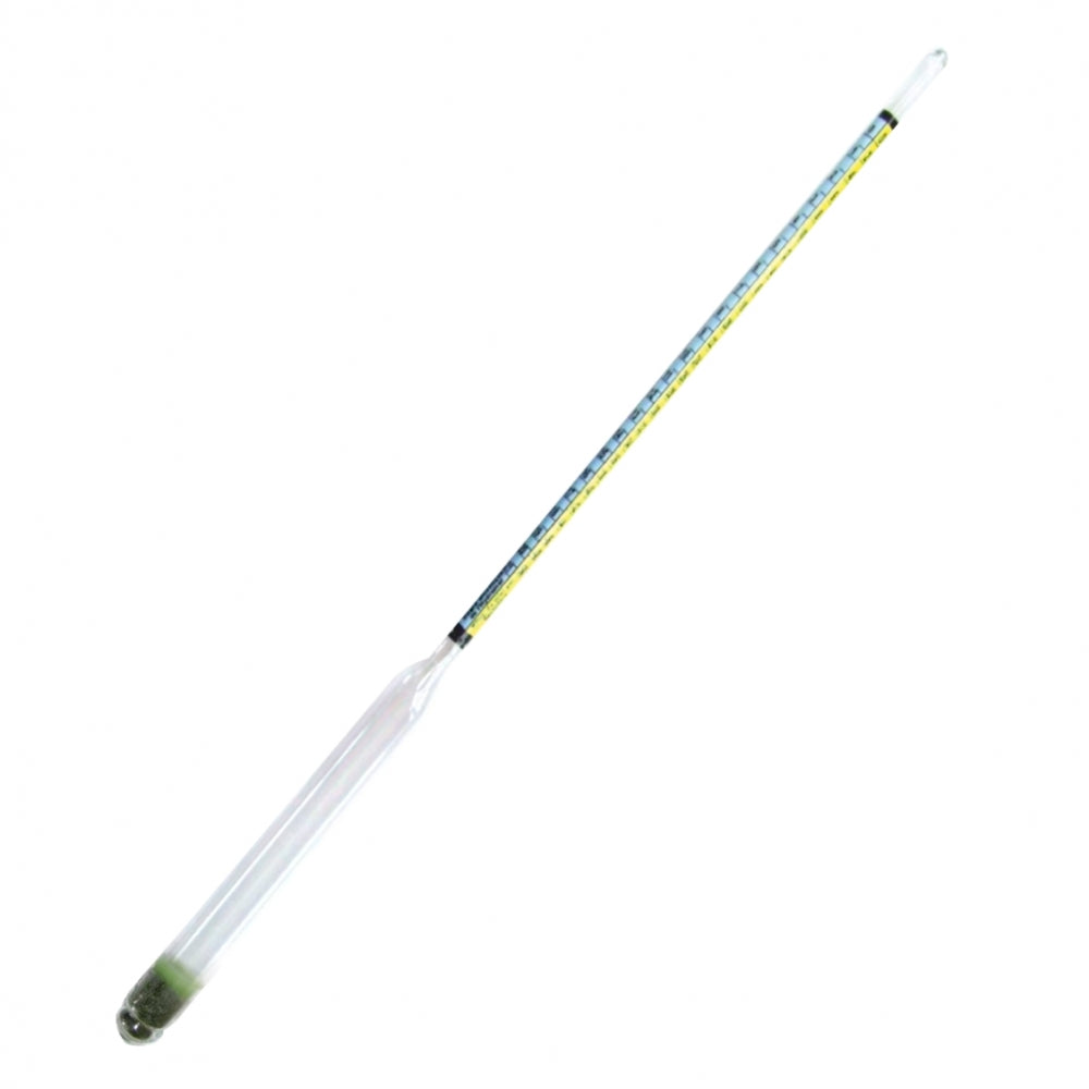 Alla France Hydrometer for mjød (SG 1.000-1.160) har en lang stilk og vektet pære, perfekt for måling av sukkerinnhold og estimering av alkoholpotensial i væsker.