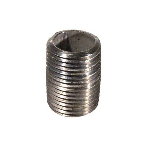 Et nærbilde av Brewshops Tønnenippel 1/2" NPT, laget av rustfritt stål 304, viser dens holdbarhet og korrosjonsbestandighet.