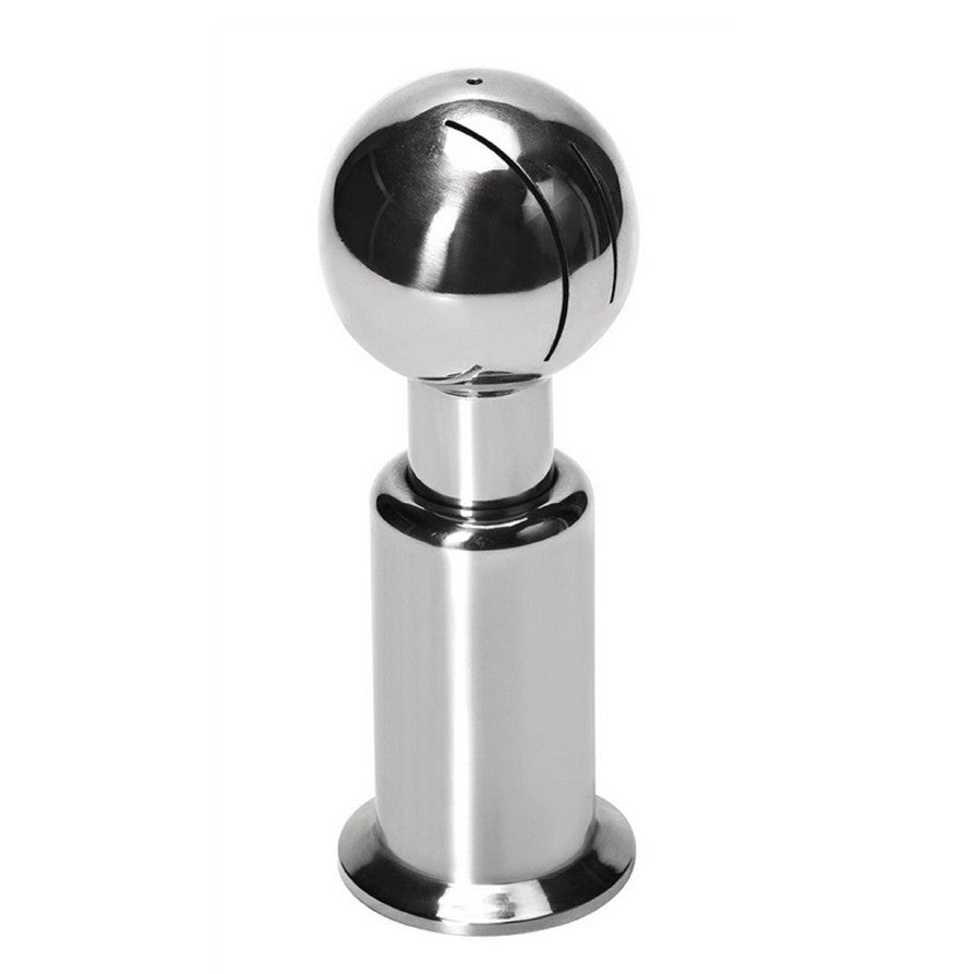Brewshop 1,5" Tri-Clamp CIP vaskeball roterende har en 52 mm sølvkule laget av slitesterkt, korrosjonsbestandig 304 rustfritt stål.