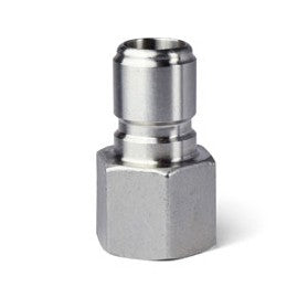 Brewshop Hurtigkobling hann - 1/2" FPT er en hurtigkobling i metall med sekskantet mutterbunn og sylindrisk topp, laget av rustfritt stål for sterke og holdbare rør- eller slangekoblinger.