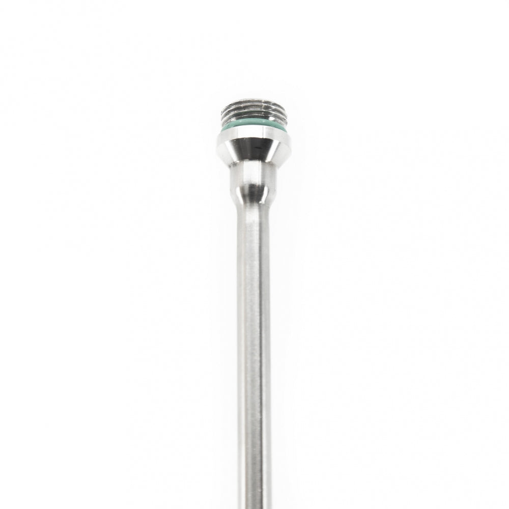 Brewtools M16 Dip Tube for MiniUni 40, en metallstang med gjenget spiss og en svak avsmalning nær toppen, er vist mot en hvit bakgrunn.