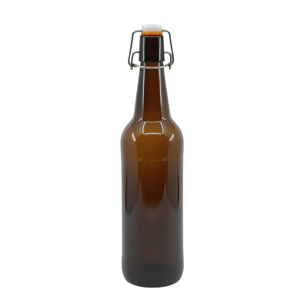 A Mangrove Jacks 0,75 liter ølflaske med patentkork fra pakken med 12 stk vises stående oprejst mod en neutral hvid baggrund.