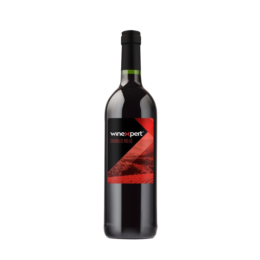 En flaske Winexpert Classic Vinsett - Diablo Rojo, Chile, med en dristig svart og rød etikett mot en vanlig hvit bakgrunn.