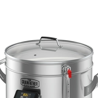 Lokk til Grainfather G40 & G70 fra Grainfather i rustfritt stål, med lokk, sidehåndtak, termometervisning og tappehane.