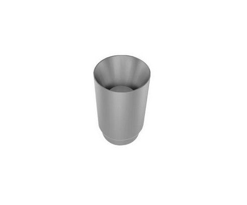 En enkel, metallisk kopp med en lett konisk form, sett ovenfra mot en hvit bakgrunn - som minner om Grainfather Overflow Inlet fra Grainfather, som finnes i noen bryggesystemer.