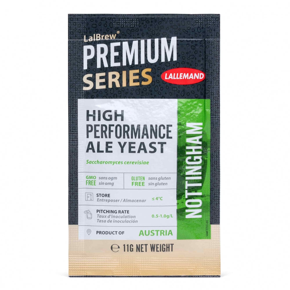 LalBrew Nottingham Ale 11g - Lallemand gjær, GMO-fri og glutenfri, nettovekt 11g.