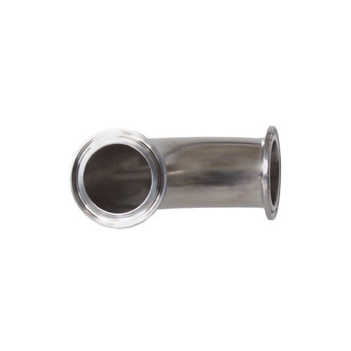 Brewshop 1,5" Tri-Clamp albue 90 grader for 38mm rør i 304 rustfritt stål, med flensede ender, vist mot hvit bakgrunn.