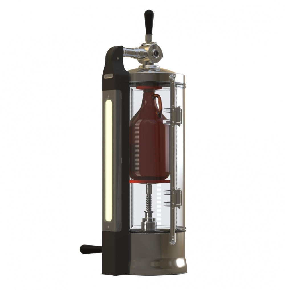 PEGAS CrafTap 3.0 - Mottrykksfyller fra Pegas har et gjennomsiktig kammer, sidehåndtak for enkel bruk og mottrykksteknologi - perfekt for å fylle brunt glass i growlers med presisjon og enkelhet.