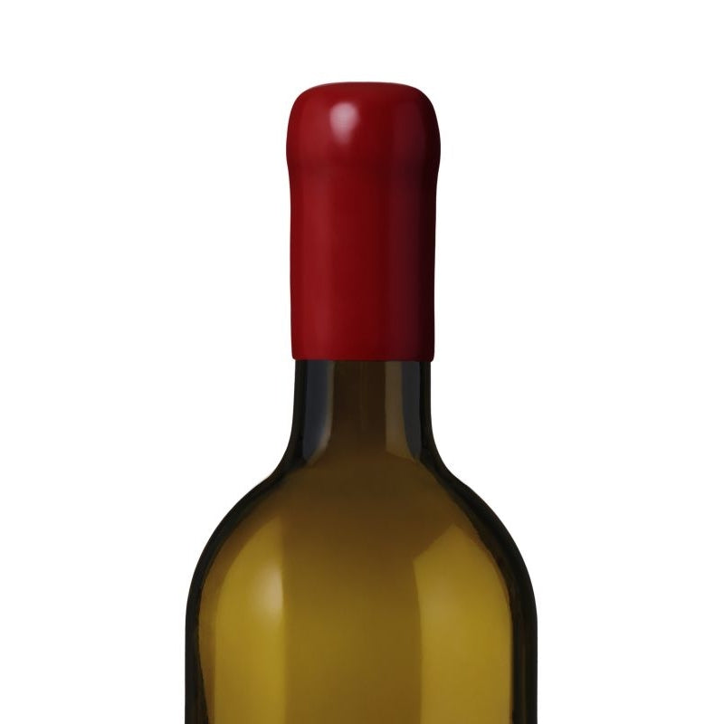 Et nærbilde av en flaske forseglet med Sincera Sistemi flaskevoks 100g - Red RD008, som viser den elegante finishen fra Sincera Sistemi.