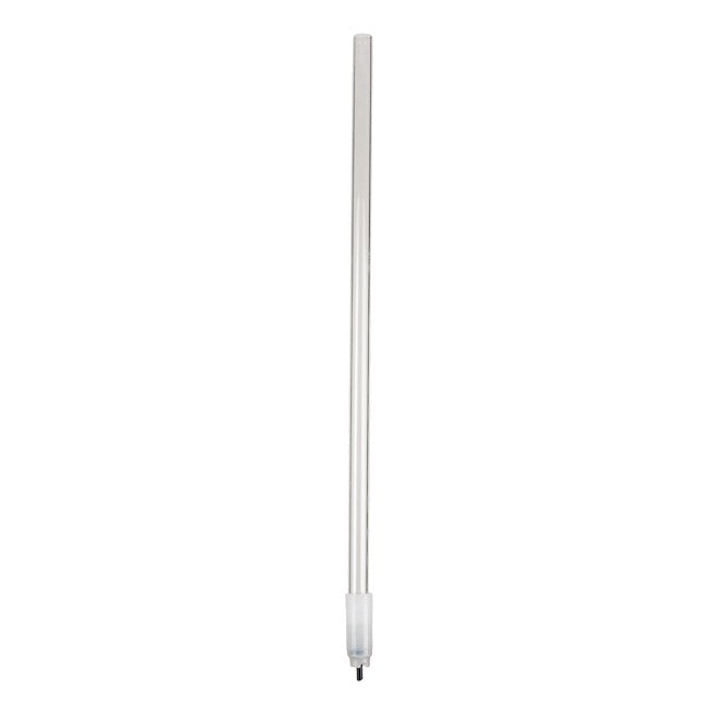 Brewshop Flaskefyller kraftig med avtagbar fjær har en sylindrisk, gjennomsiktig kropp med en diameter på 1/2", en lengde på 38 cm og en liten kontakt i bunnen.