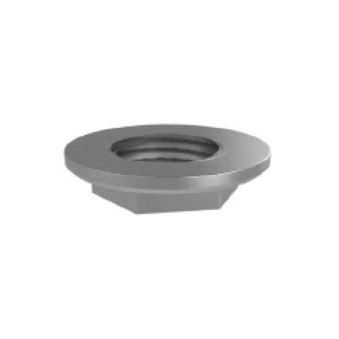 Grainfather Overflow Nut fra Grainfather er en sekskantmutter i metall med en bred, flat flens og et sentralt gjengehull, vist mot en vanlig hvit bakgrunn.
