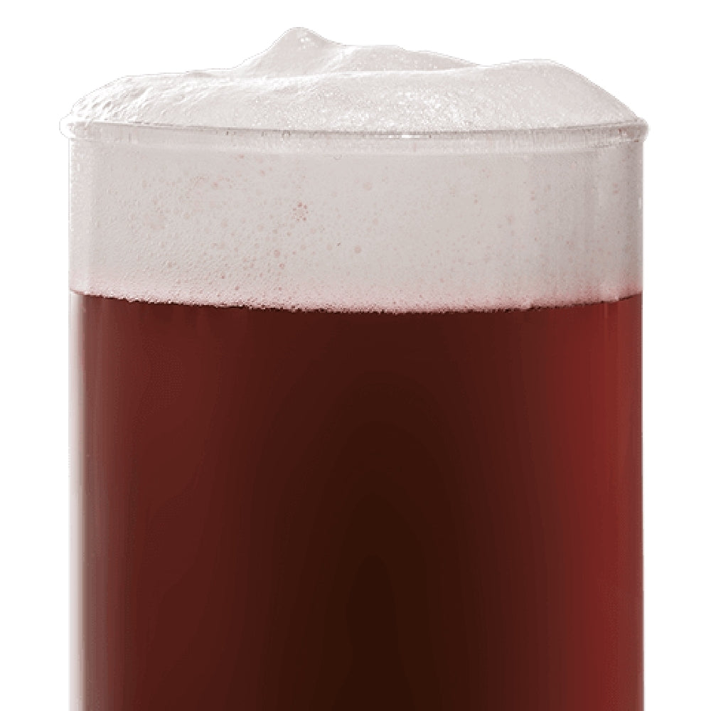 Nærbilde av et glass fylt med et mørkerødlig brygg toppet med hvitt skum - et ideelt resultat av ølbrygging med maltblanding med Bestmalz BEST Caramel Munich II (110-130 EBC) 100G.