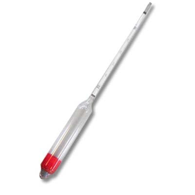 Nærbilde av et termometer med samme presisjon som Alla France Hydrometer Specific Gravity 1,050 - 1,100.