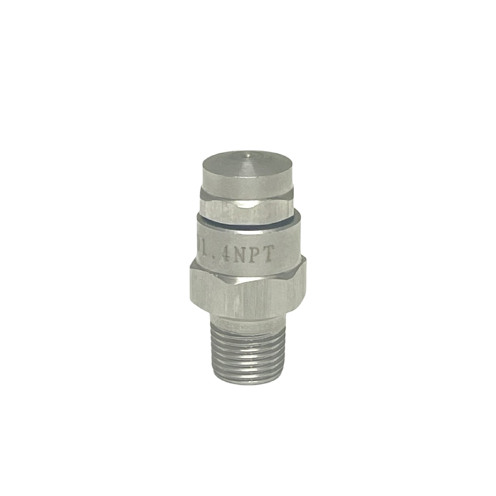 En Brewshop Dyse til dampkondensator, 1,1 l/min metallgjenget komponent med sekskantet midtdel, merket 1/4NPT, er vist mot en vanlig hvit bakgrunn.