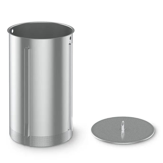 Grainfather G30v3 Perforert kurv og valset plate - Perforert maltkurv fra Grainfather har en sylindrisk kurv i rustfritt stål med perforeringer og et rundt, flatt, perforert lokk med håndtak.