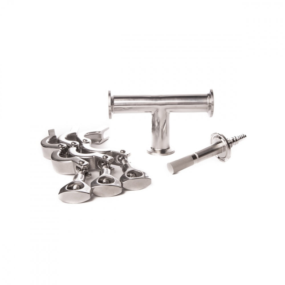 Brewtools Inline Oksygenerings-kit med 34 mm Tri-Clamp er et metalltilbehør som er ideelt for bryggeoppsett.