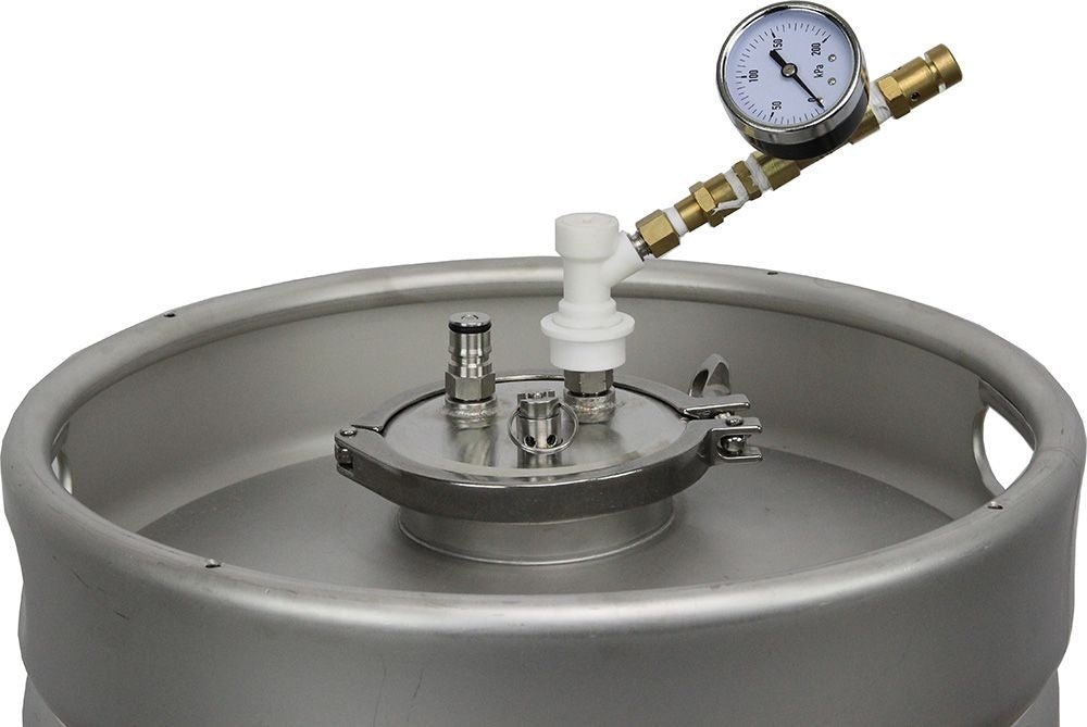 50L Kegmenter gjæringstank fra Keg King har trykkmåler og ventilasjon på toppen, og er ideell for gjæring under trykk.