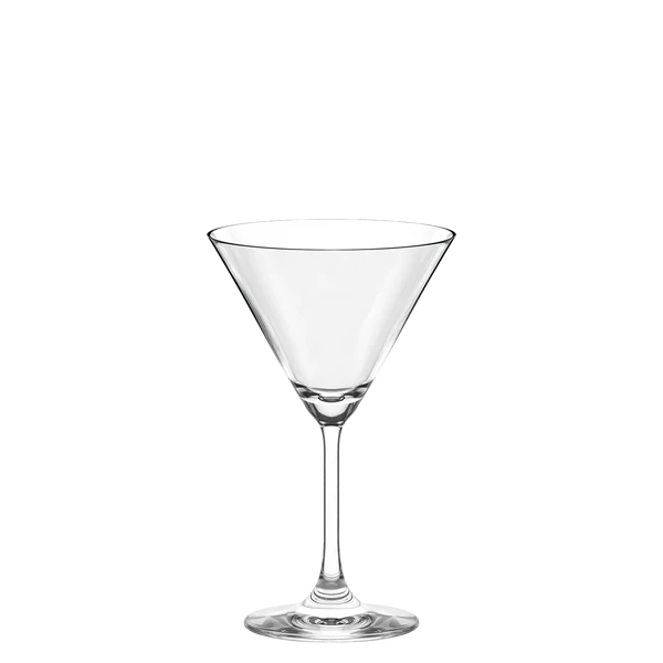 Et klart Stölzle Lausitz Cocktailglass Professional (250 ml) med bred konisk skål og lang stilk er vist tomt mot en vanlig hvit bakgrunn.