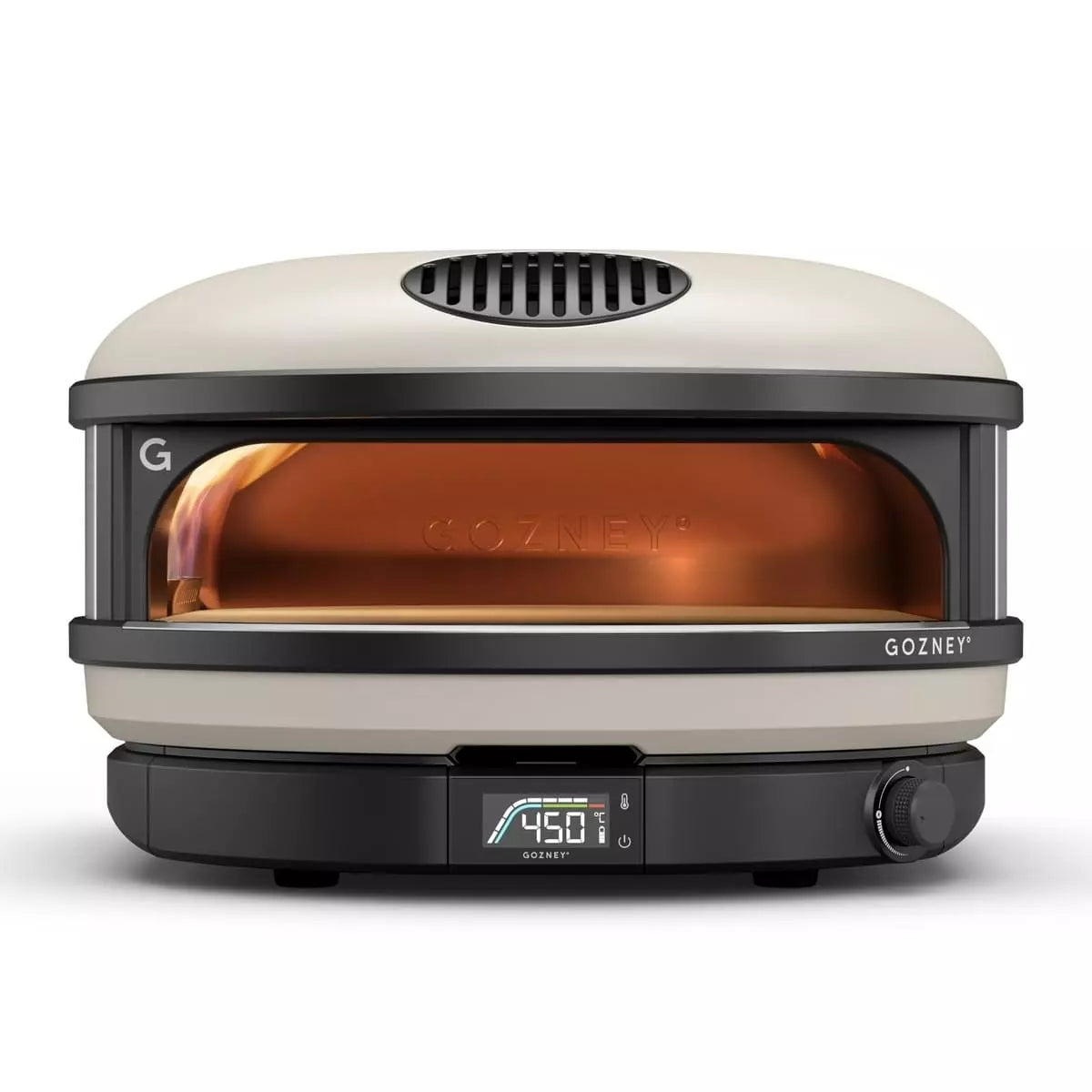 Gozney Arc XL - Bone 16" Gass Pizzaovn fra Gozney har et moderne, avrundet design, digital temperaturvisning ved 450 °F og et synlig kokekammer - ideelt for autentisk napolitansk pizza på benkeplaten.