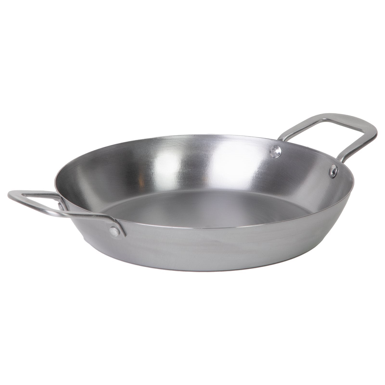 HotWok Paellapanne, 30 cm, er laget av rustfritt stål og har to sidehåndtak, og vises på en hvit bakgrunn.