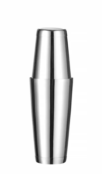 Bartender Tool Kit Stål fra Hendi er en cocktailshaker i polert rustfritt stål som står oppreist mot en hvit bakgrunn - et uunnværlig tilskudd til enhver bartenders verktøykasse.