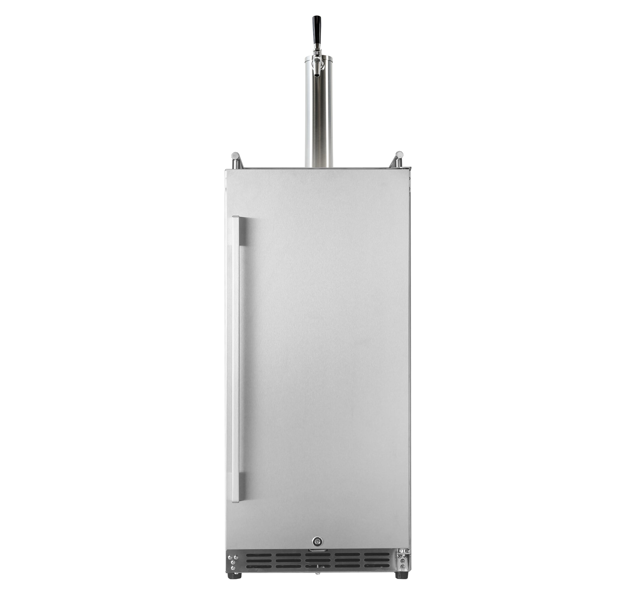 HCK Kegerator Slim Line 15" har en finish i rustfritt stål, et dørhåndtak på forsiden og et enkelt Ultratap-tappetårn på toppen, vist mot en hvit bakgrunn.