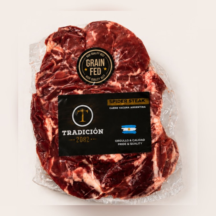 Spider Steak Angus Argentina – vakuumpakket spider steak med merket Grain Fed
