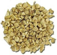En bunke Brewshop Ingefær tørket og hakket 25g, finhakket, utstilt mot en hvit bakgrunn.