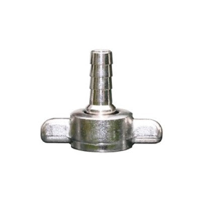 Hiwi Vingemutter med nippel 9,3 mm og pakning er en slangestuss av metall med vingede sider og riflet munnstykke, designet for sikker tilkobling til fleksible slanger.