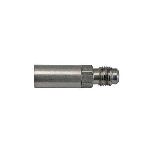 Oksygeneringsstein 0,5 micron med 1/4" MFL gjenger fra Brewshop er en rustfri stål-sylinder med sekskantformet midtseksjon som minner om en liten industriell kobling.