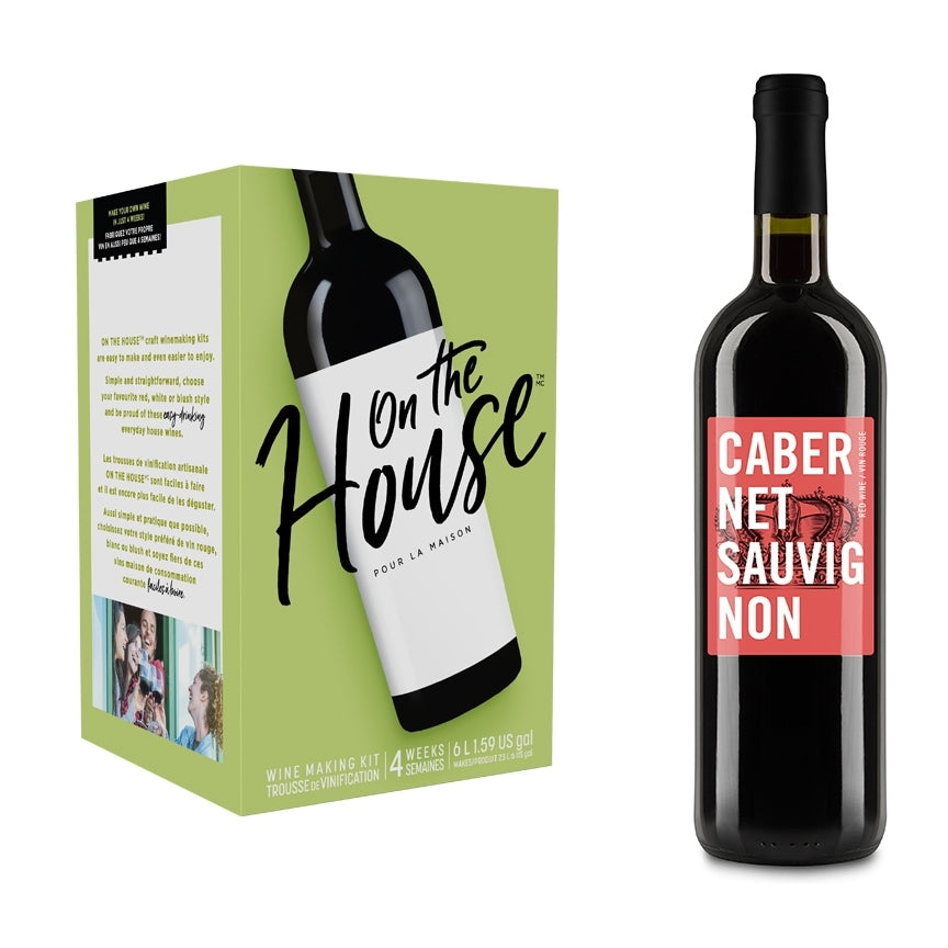 Med On The House Vinsett - Cabernet Sauvignon Style fra On the House kan du enkelt lage vin hjemme og nyte din egenproduserte vin.