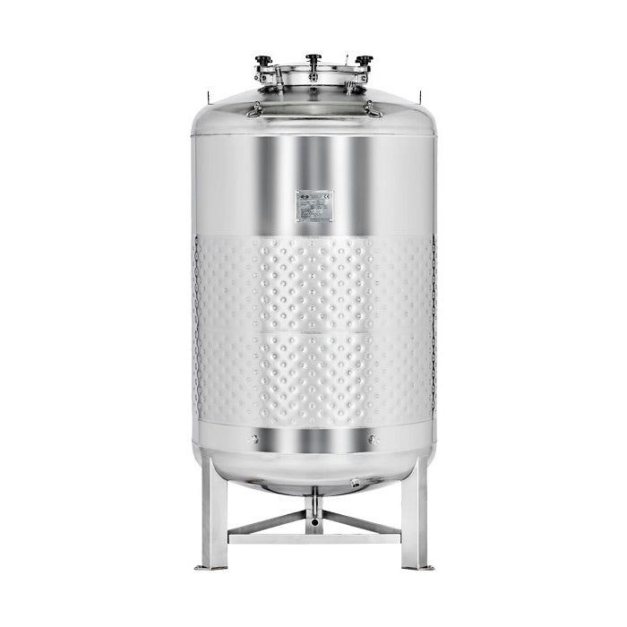 Speidel FD-1.2B 1150L trykktank, en stor trykktank i rustfritt stål med kuppelformet lokk og fire ben, er vist isolert på en hvit bakgrunn.