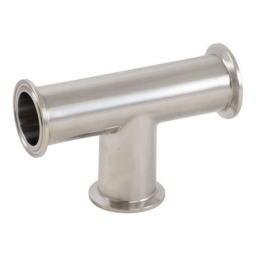 Brewshop 1,5" Tri-Clamp T-adapter er laget av 304 rustfritt stål og har tre flensede åpninger for tilkobling og forgrening av 38 mm rør.