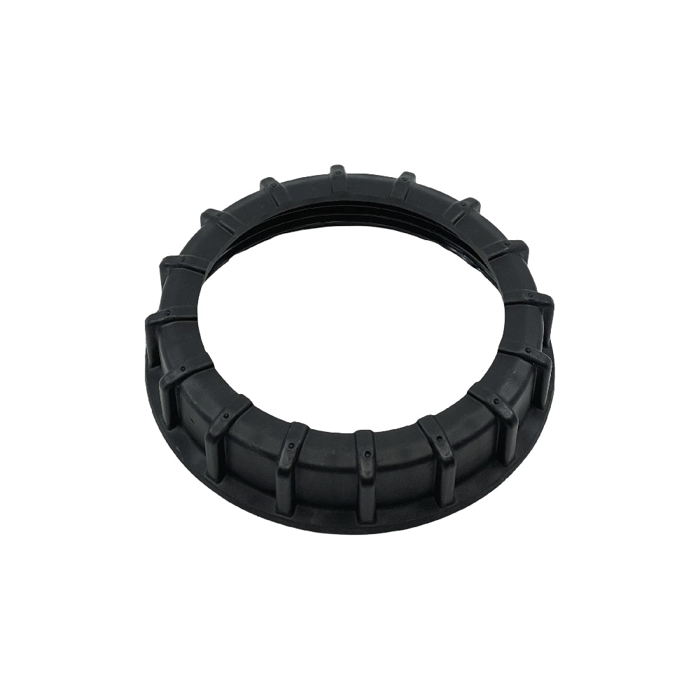 Keg King Apollo 30L 60L Titan Replacement Neck Ring for Lid er en svart, sirkulær plastring med jevnt fordelte riller, vist mot en hvit bakgrunn.