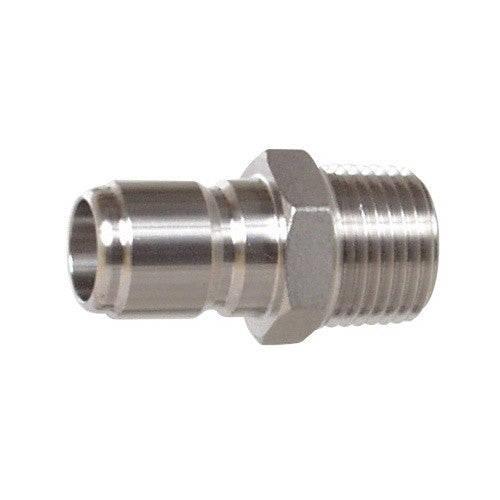 Brewshop Hurtigkobling hann - 1/2" NPT har en 1/2" NPT gjenget hannende og en riflet slangekobling, ideell for å feste slanger til gjengede rør. Laget av rustfritt stål for varig holdbarhet og korrosjonsbestandighet.