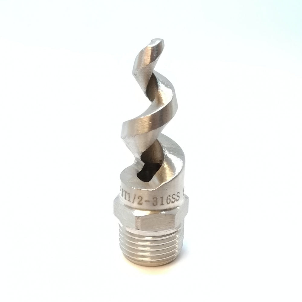 Brewshop Luftespiral 1/2" NPT - Vørterlufter, laget av 316 rustfritt stål med gjenget bunn og inngraverte markeringer, er vist mot en hvit bakgrunn.