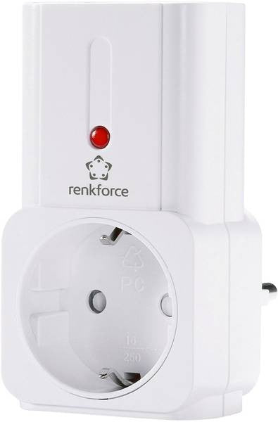 Renkforce 433MHz Fjernstrømbryter 3 stk - Smartplug har en hvit plug & play-adapter med rødt indikatorlys og én stikkontakt som er kompatibel med europeiske stikkontakter - perfekt for fjernstyrte strømoppsett.
