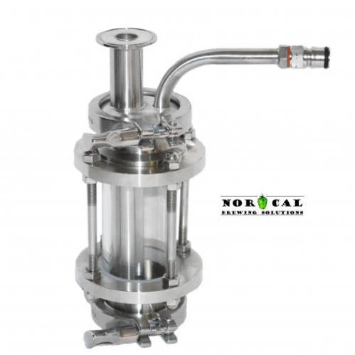 Norcal Yeast Brink 1,5" TC x 2" Sight Glass Kit har tri-clamp-fittings og et siktglass - ideelt for dedikerte hjemmebryggere som ønsker kvalitet og holdbarhet.