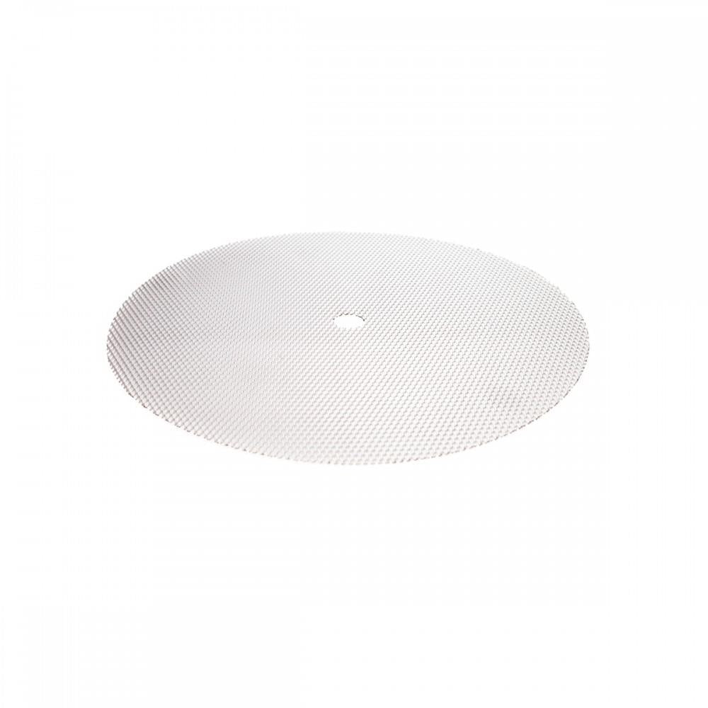 Brewtools Grovmasket filter til B80pro er en rund, flat, perforert skive laget av rustfritt stål 304 med et lite hull i midten, vist mot en hvit bakgrunn.