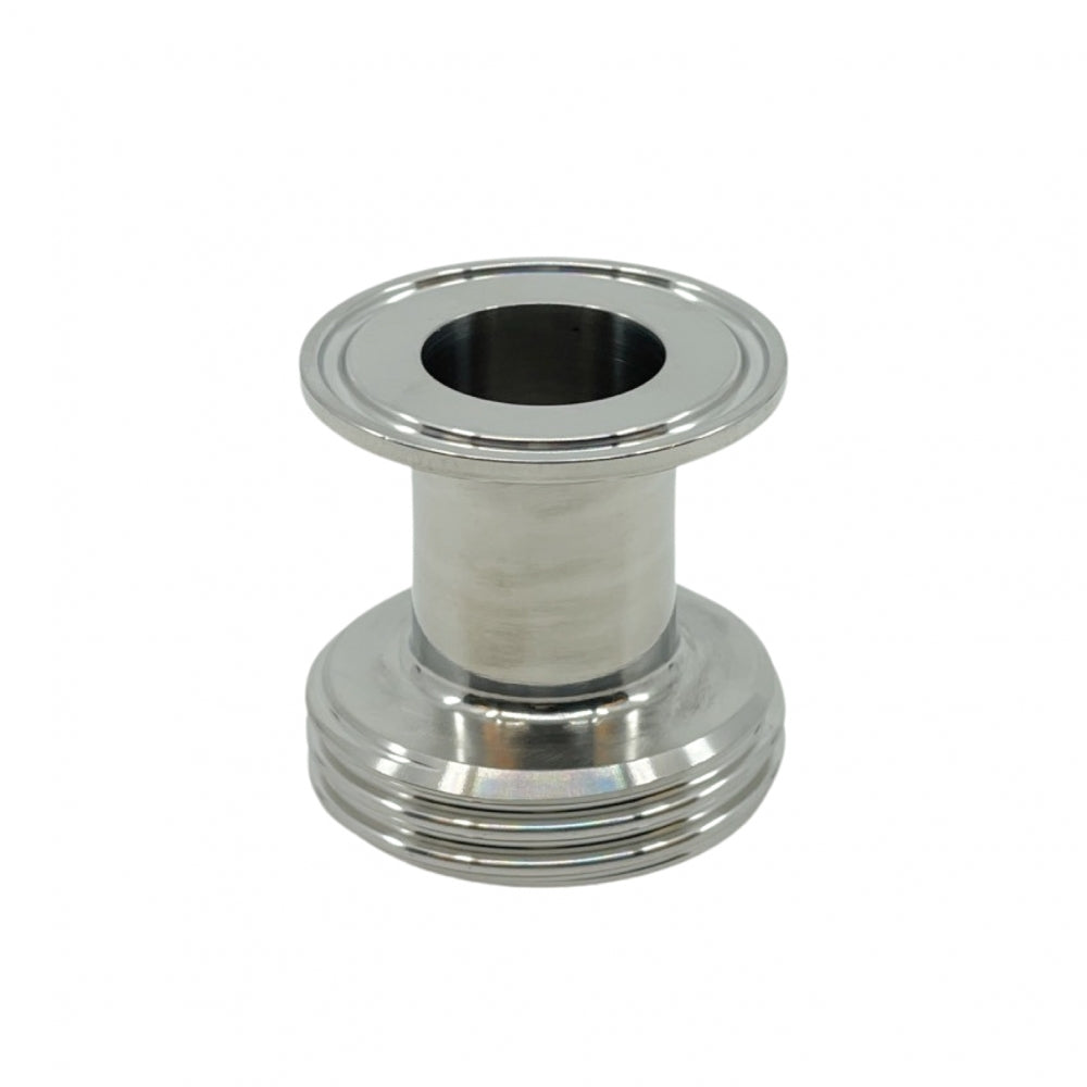 Brewshop Adapter DN25 hann (DIN 11851) til 1,5" Tri-Clamp er laget av rustfritt stål 304 og er ideell for tilkobling av rør i industri- eller næringsmiddelindustrien.