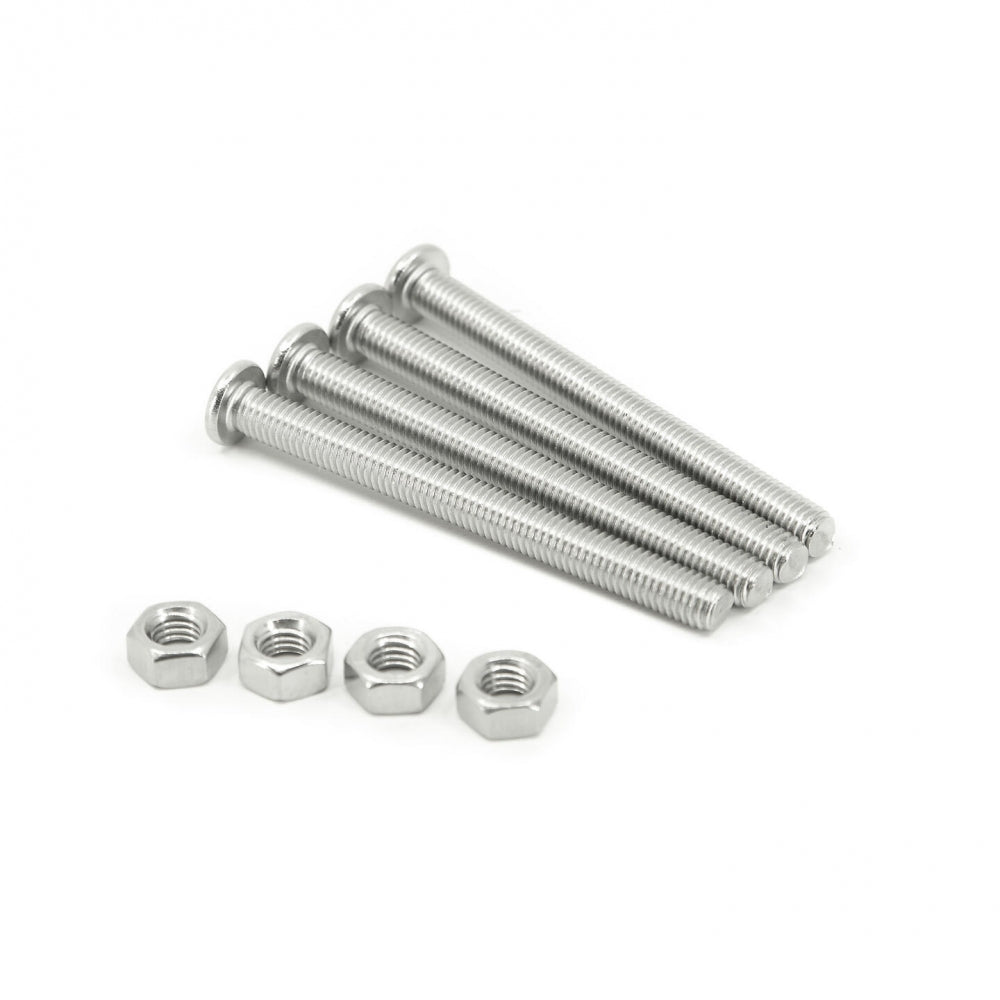 Fire Brewtools M8-boltsett, 95 mm Hex 5-bolter med matchende muttere, plassert på en hvit bakgrunn - ideelt for sammenbolting av Troll-moduler i bryggerisystemet ditt.